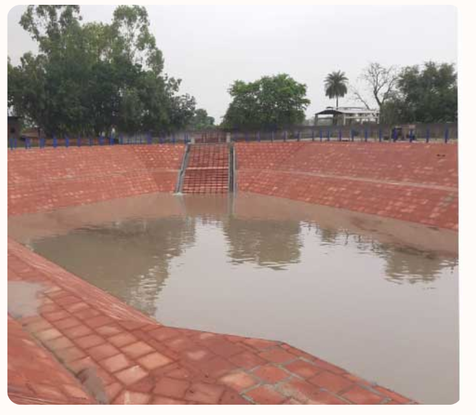 A newly built pond for water conservation